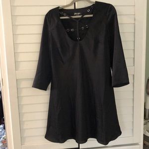 NASTY GAL BLACK SWING MINI DRESS WITH STRAP DETAIL